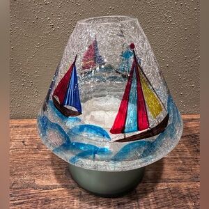 Yankee Candle Colorful Sailboat Glass Lamp Nautical ⛵️